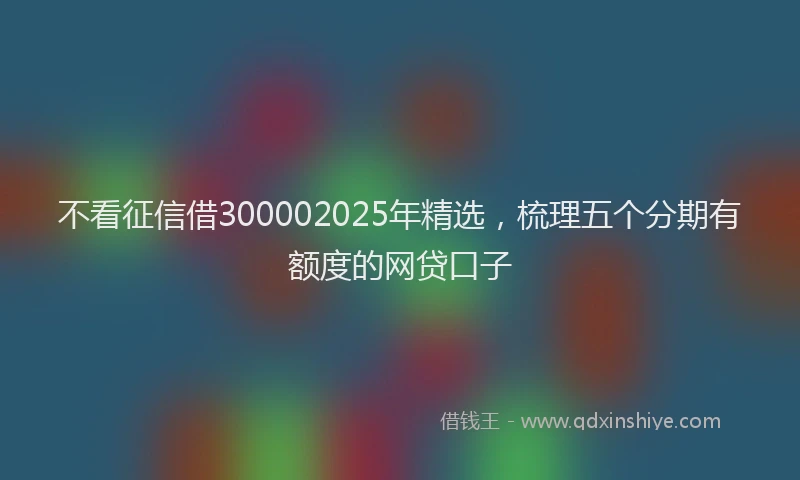 不看征信借300002025年精选,梳理五个分期有额度的网贷口子