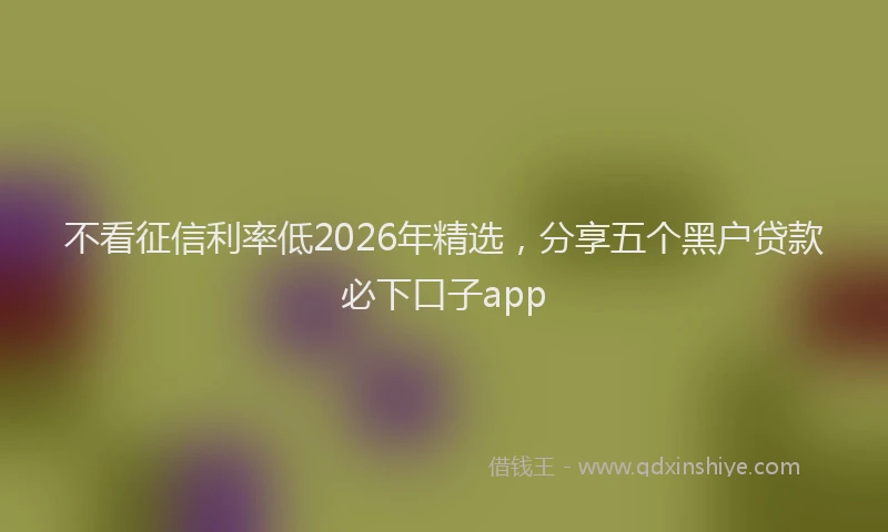不看征信利率低2026年精选,分享五个黑户贷款必下口子app