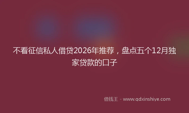不看征信私人借贷2026年推荐，盘点五个12月独家贷款的口子