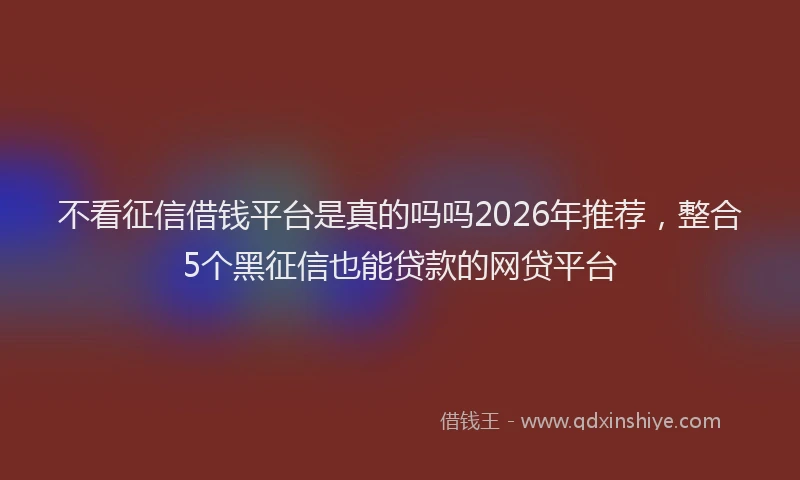不看征信借钱平台是真的吗吗2026年推荐，整合5个黑征信也能贷款的网贷平台