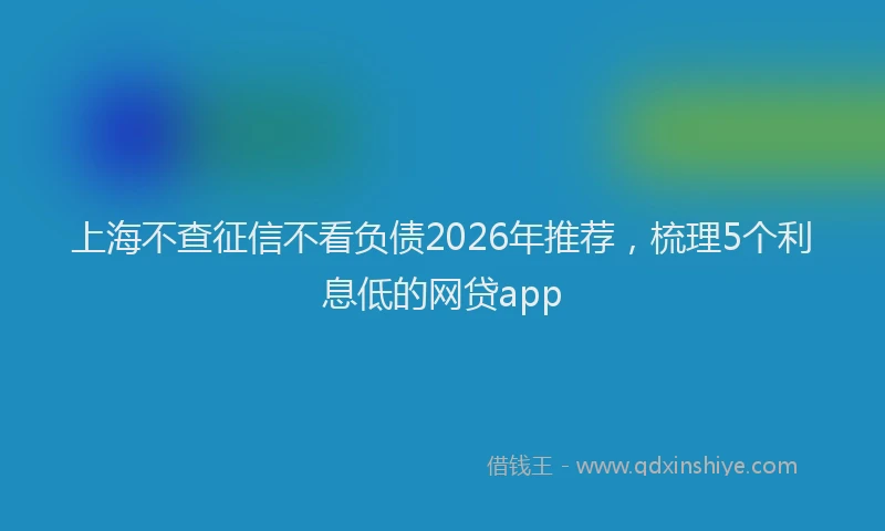 上海不查征信不看负债2026年推荐，梳理5个利息低的网贷app