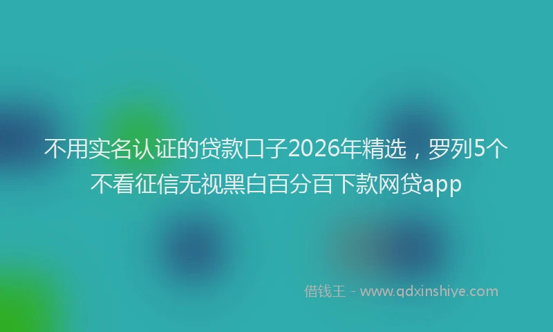 不用实名认证的贷款口子2026年精选，罗列5个不看征信无视黑白百分百下款网贷app