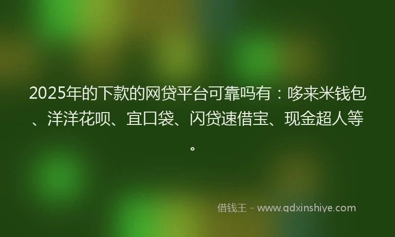 2025年的下款的网贷平台可靠吗有：哆来米钱包、洋洋花呗、宜口袋、闪贷速借宝、现金超人等。