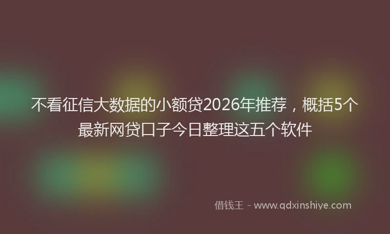 不看征信大数据的小额贷2026年推荐，概括5个最新网贷口子今日整理这五个软件