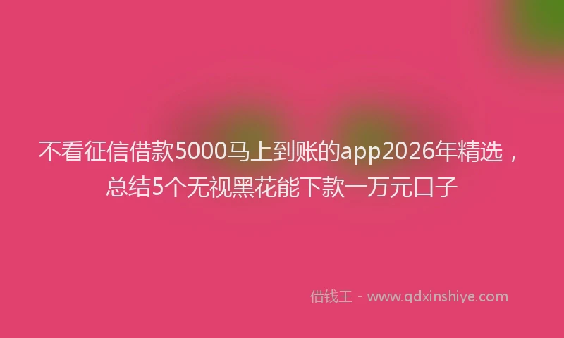 不看征信借款5000马上到账的app2026年精选,总结5个无视黑花能下款一万元口子