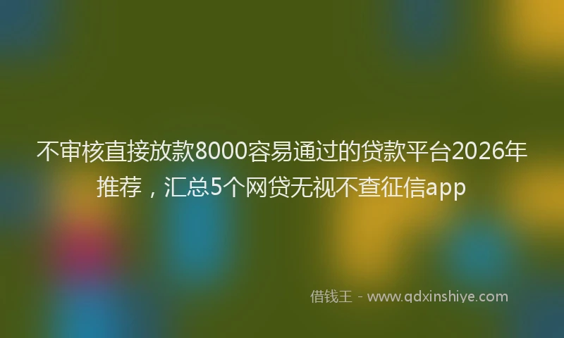 不审核直接放款8000容易通过的贷款平台2026年推荐，汇总5个网贷无视不查征信app