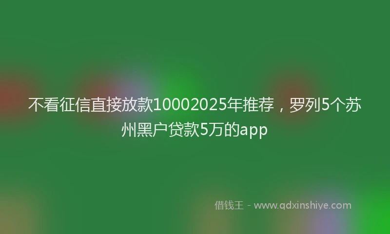 不看征信直接放款10002025年推荐，罗列5个苏州黑户贷款5万的app