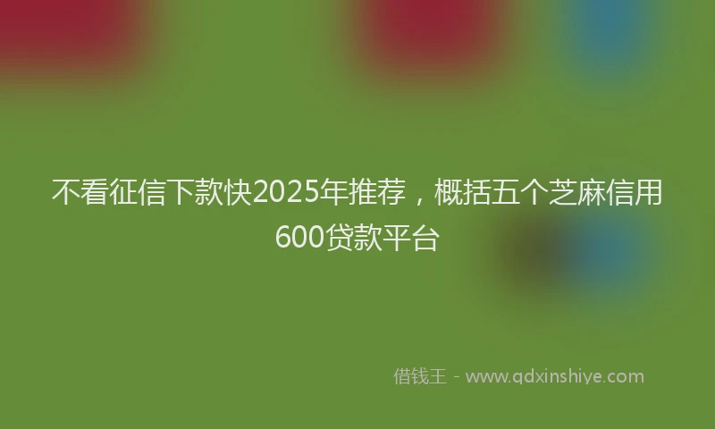 不看征信下款快2025年推荐，概括五个芝麻信用600贷款平台