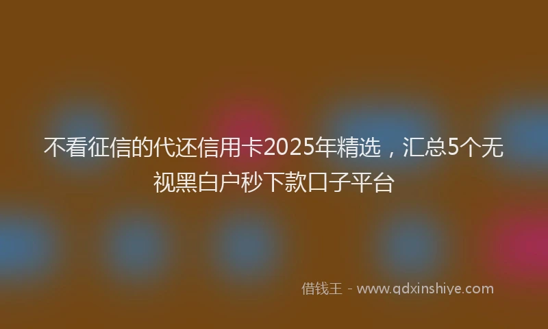 不看征信的代还信用卡2025年精选，汇总5个无视黑白户秒下款口子平台