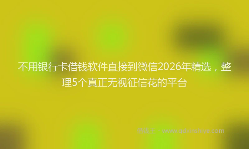 不用银行卡借钱软件直接到微信2026年精选，整理5个真正无视征信花的平台