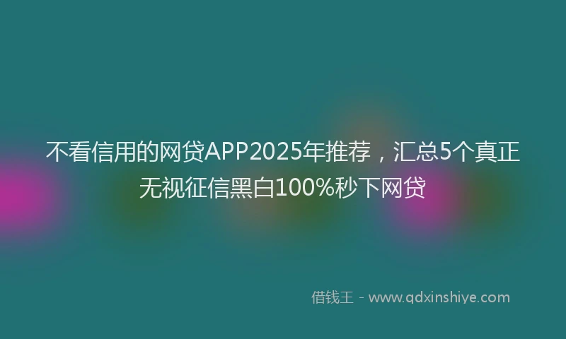不看信用的网贷APP2025年推荐，汇总5个真正无视征信黑白100%秒下网贷
