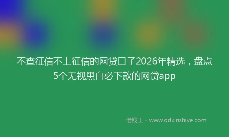 不查征信不上征信的网贷口子2026年精选，盘点5个无视黑白必下款的网贷app