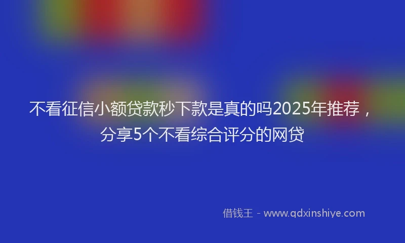 不看征信小额贷款秒下款是真的吗2025年推荐,分享5个不看综合评分的网贷