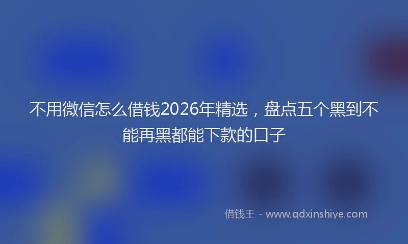 不用微信怎么借钱2026年精选，盘点五个黑到不能再黑都能下款的口子