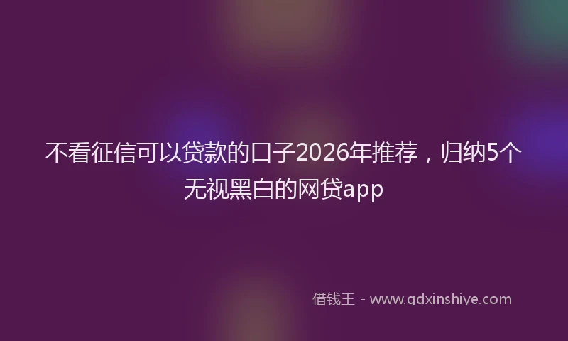 不看征信可以贷款的口子2026年推荐，归纳5个无视黑白的网贷app