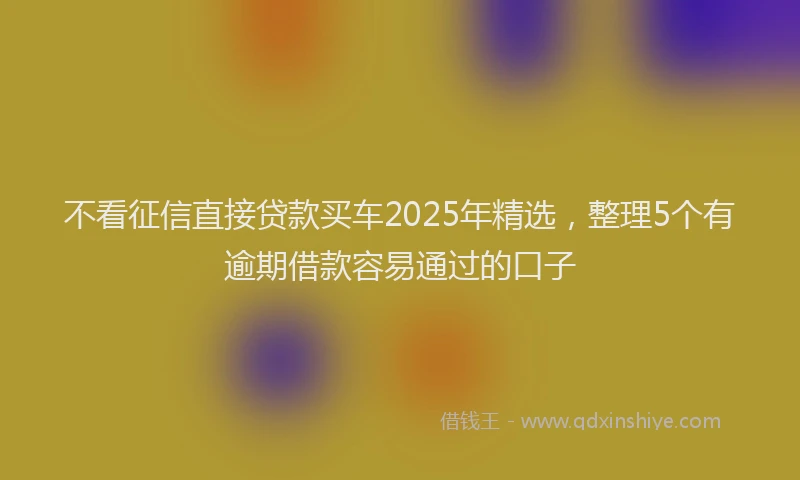 不看征信直接贷款买车2025年精选，整理5个有逾期借款容易通过的口子