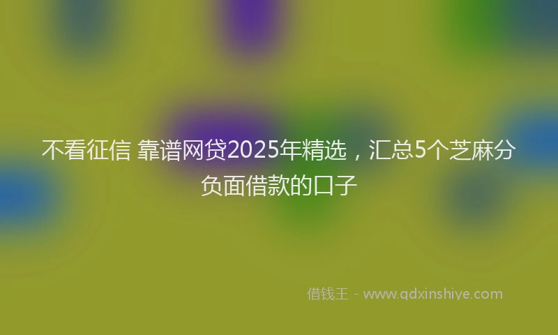 不看征信 靠谱网贷2025年精选,汇总5个芝麻分负面借款的口子