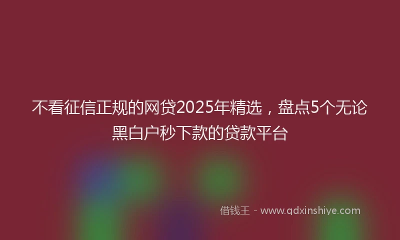 不看征信正规的网贷2025年精选，盘点5个无论黑白户秒下款的贷款平台
