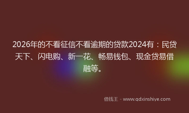 2026年的不看征信不看逾期的贷款2024有：民贷天下、闪电购、新一花、畅易钱包、现金贷易借融等。