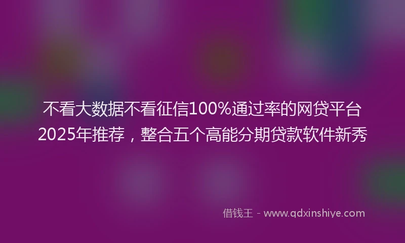 不看大数据不看征信100%通过率的网贷平台2025年推荐,整合五个高能分期贷款软件新秀