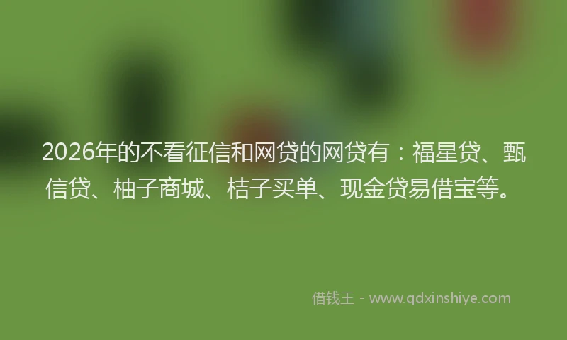 2026年的不看征信和网贷的网贷有：福星贷、甄信贷、柚子商城、桔子买单、现金贷易借宝等。