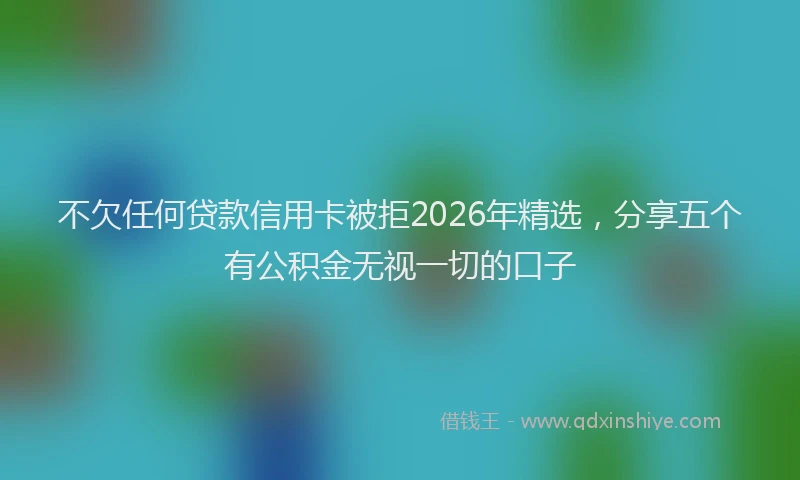 不欠任何贷款信用卡被拒2026年精选，分享五个有公积金无视一切的口子