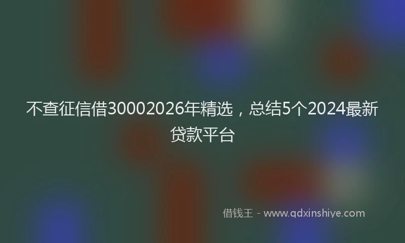 不查征信借30002026年精选，总结5个2024最新贷款平台