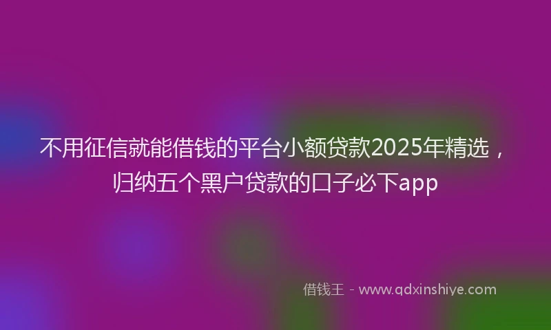 不用征信就能借钱的平台小额贷款2025年精选，归纳五个黑户贷款的口子必下app