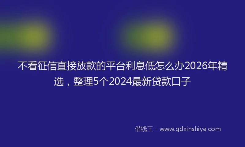 不看征信直接放款的平台利息低怎么办2026年精选，整理5个2024最新贷款口子