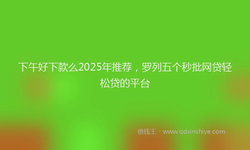 下午好下款么2025年推荐，罗列五个秒批网贷轻松贷的平台