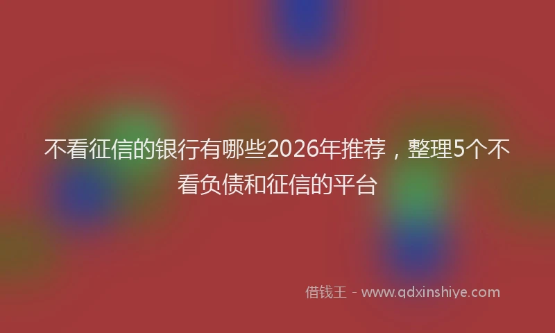 不看征信的银行有哪些2026年推荐，整理5个不看负债和征信的平台