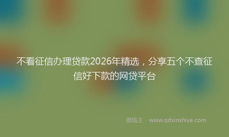 不看征信办理贷款2026年精选，分享五个不查征信好下款的网贷平台