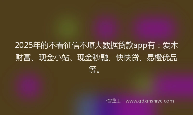 2025年的不看征信不堪大数据贷款app有:爱木财富、现金小站、现金秒融、快快贷、易橙优品等。