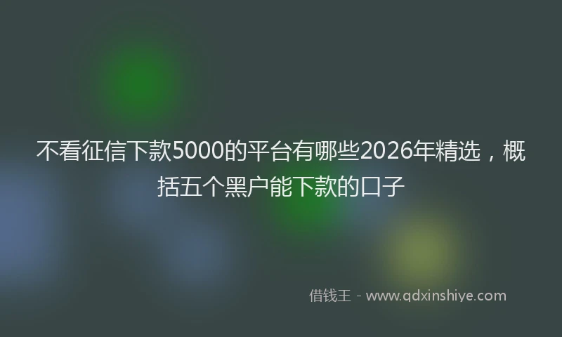 不看征信下款5000的平台有哪些2026年精选，概括五个黑户能下款的口子