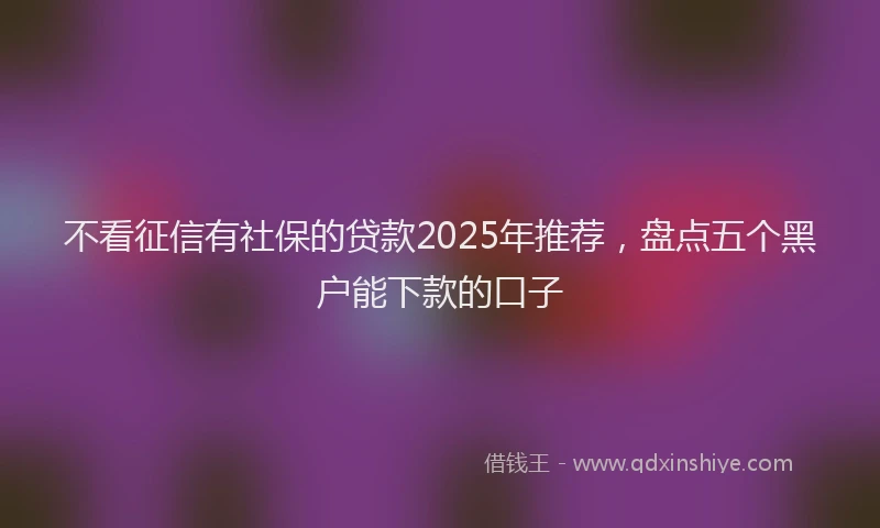 不看征信有社保的贷款2025年推荐，盘点五个黑户能下款的口子