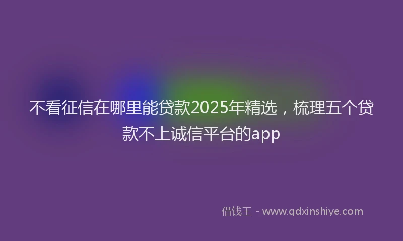 不看征信在哪里能贷款2025年精选，梳理五个贷款不上诚信平台的app