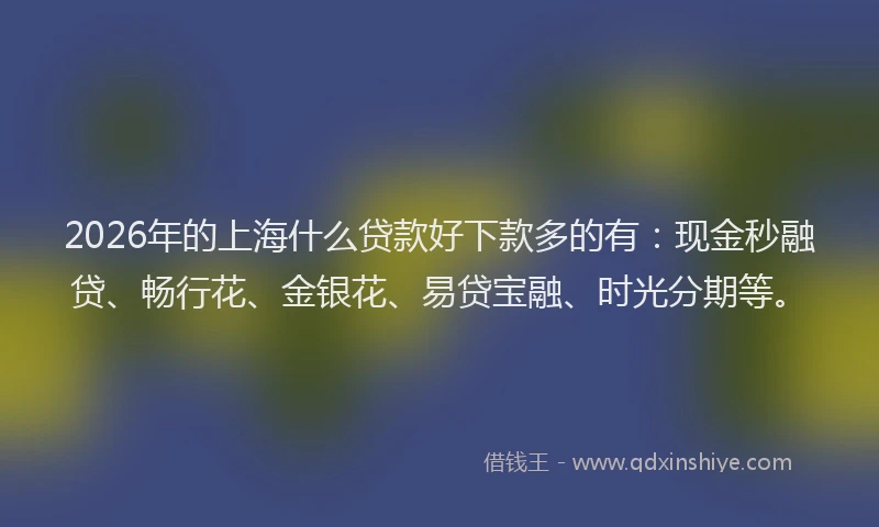 2026年的上海什么贷款好下款多的有：现金秒融贷、畅行花、金银花、易贷宝融、时光分期等。