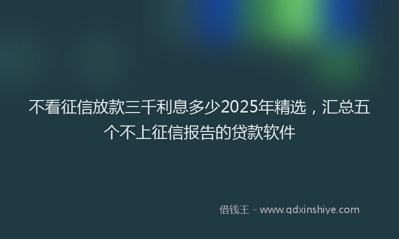 不看征信放款三千利息多少2025年精选，汇总五个不上征信报告的贷款软件
