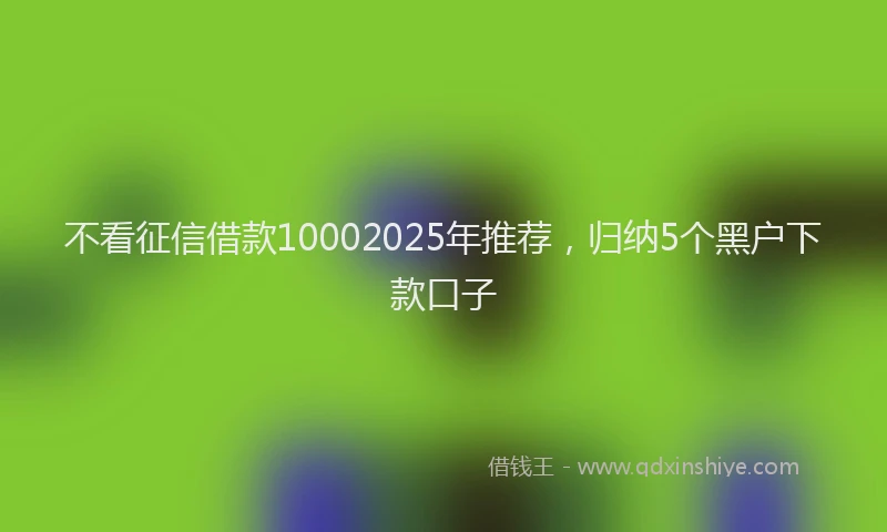 不看征信借款10002025年推荐,归纳5个黑户下款口子