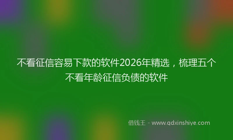 不看征信容易下款的软件2026年精选，梳理五个不看年龄征信负债的软件