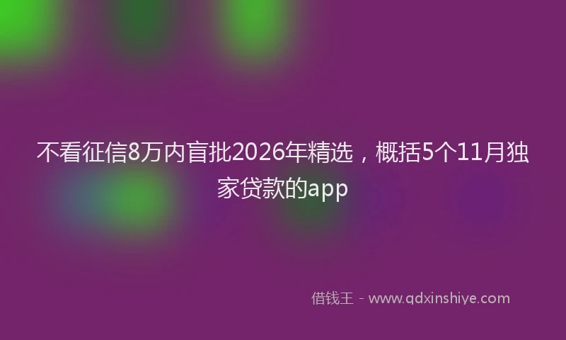 不看征信8万内盲批2026年精选，概括5个11月独家贷款的app