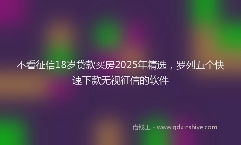 不看征信18岁贷款买房2025年精选，罗列五个快速下款无视征信的软件