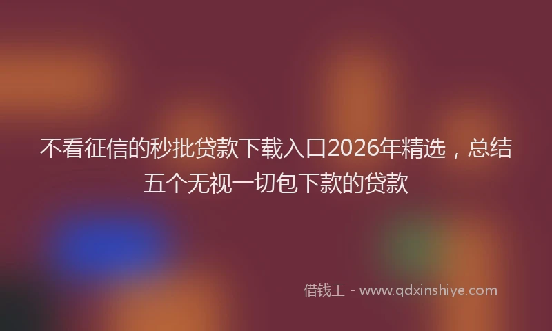 不看征信的秒批贷款下载入口2026年精选，总结五个无视一切包下款的贷款