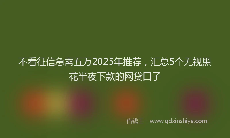不看征信急需五万2025年推荐，汇总5个无视黑花半夜下款的网贷口子