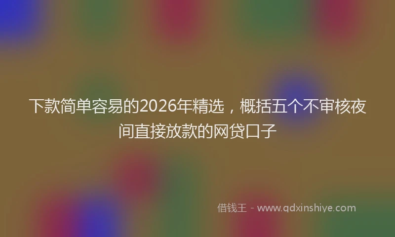下款简单容易的2026年精选，概括五个不审核夜间直接放款的网贷口子