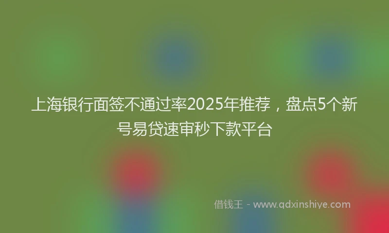 上海银行面签不通过率2025年推荐，盘点5个新号易贷速审秒下款平台