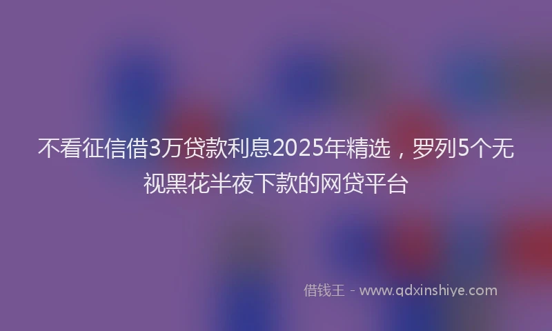 不看征信借3万贷款利息2025年精选，罗列5个无视黑花半夜下款的网贷平台