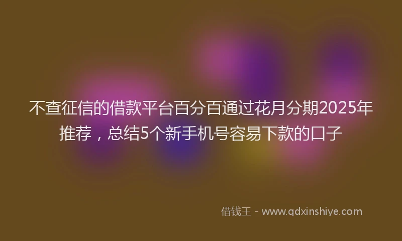 不查征信的借款平台百分百通过花月分期2025年推荐，总结5个新手机号容易下款的口子