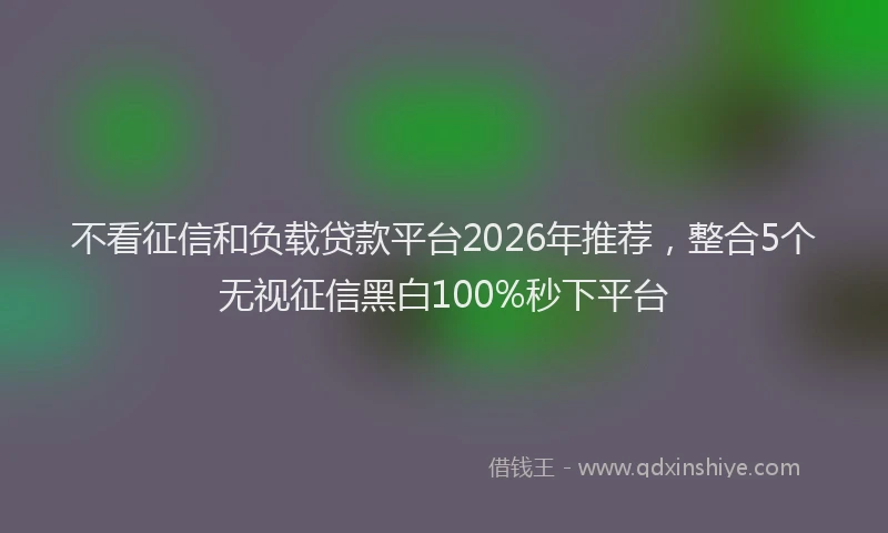 不看征信和负载贷款平台2026年推荐,整合5个无视征信黑白100%秒下平台