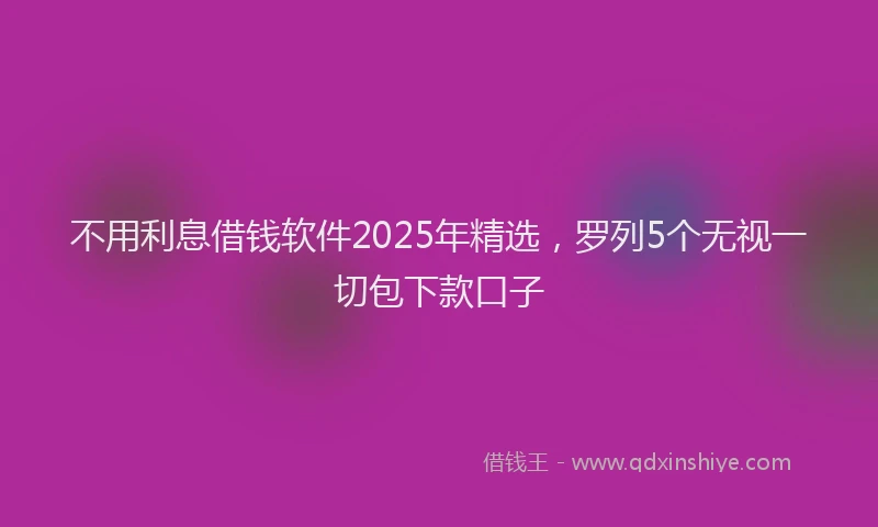 不用利息借钱软件2025年精选，罗列5个无视一切包下款口子